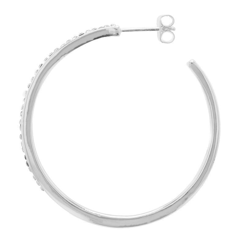 Oroclone Silver Plated 45mm Post Hoop Earring with Crystals