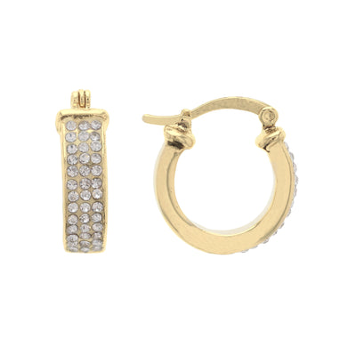Oroclone Gold Plated Hoop Earring with Three Rows of Crystal
