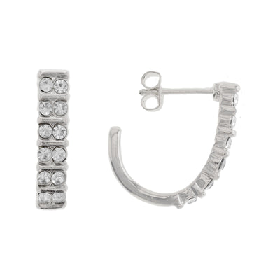 Oroclone Silver Plated J-Hoop Earring with Large Crystals