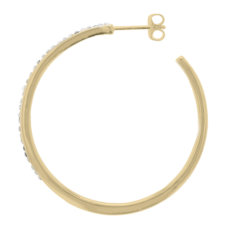Oroclone Gold Plated 45mm Post Hoop Earring with Crystals