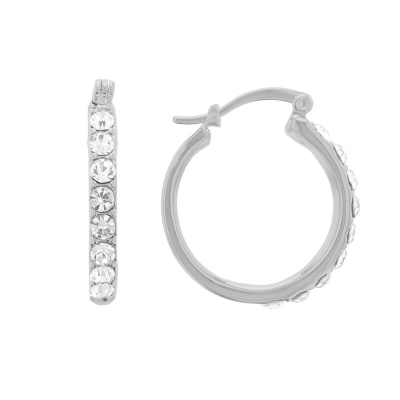 Oroclone Silver Plated 25mm Hoop Earring with Large Crystals