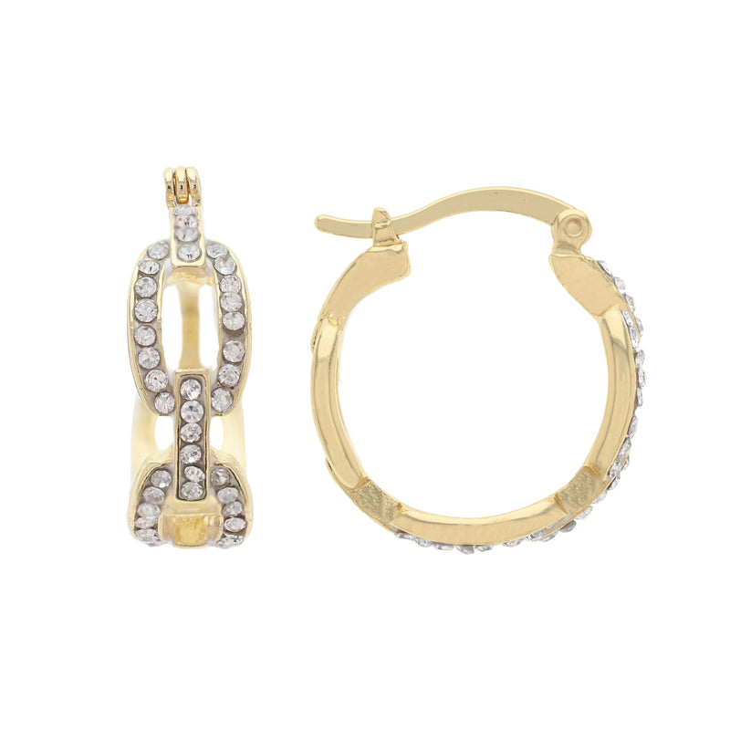 Oroclone Gold Plated Crystal Link 8mm X 20mm Hoop Earring