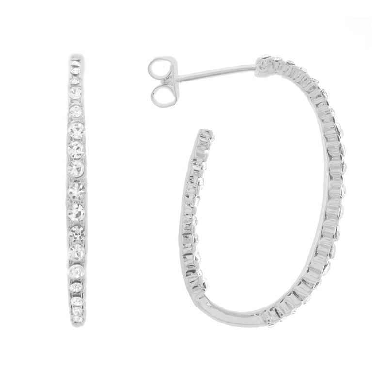 Oroclone Silver Plated Inside Out Oval 2.5mm X 35mm X 20mm Hoop Earring